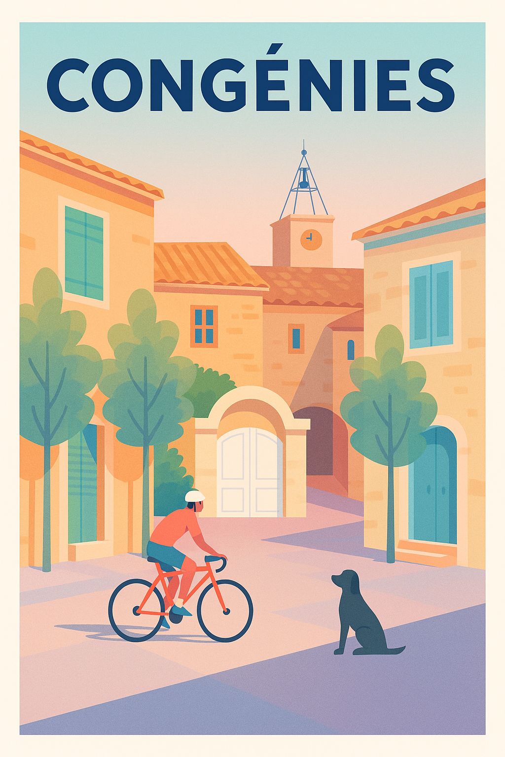 Affiche de Congénies - L'art de vivre à vélo sous le soleil du Sud
