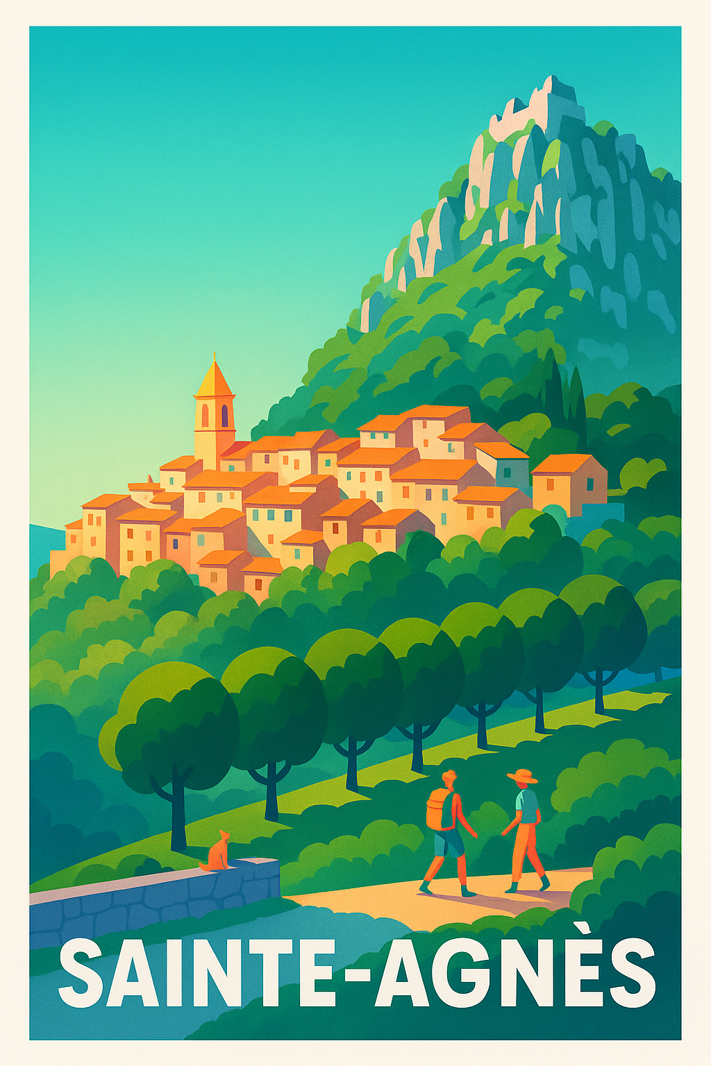 Affiche Sainte-Agnès — L'authenticité perchée au sommet · poster d'art de Sainte-Agnès