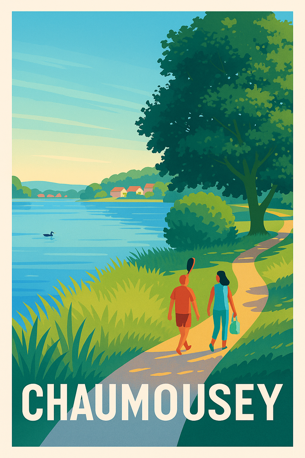 Affiche Chaumousey — Promenade au bord de l'eau · poster d'art de Chaumousey