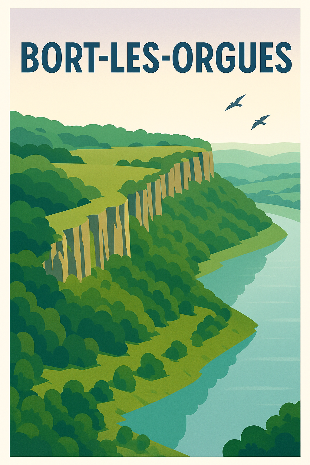 Affiche de Bort-les-Orgues - Le charme naturel au fil de l'eau