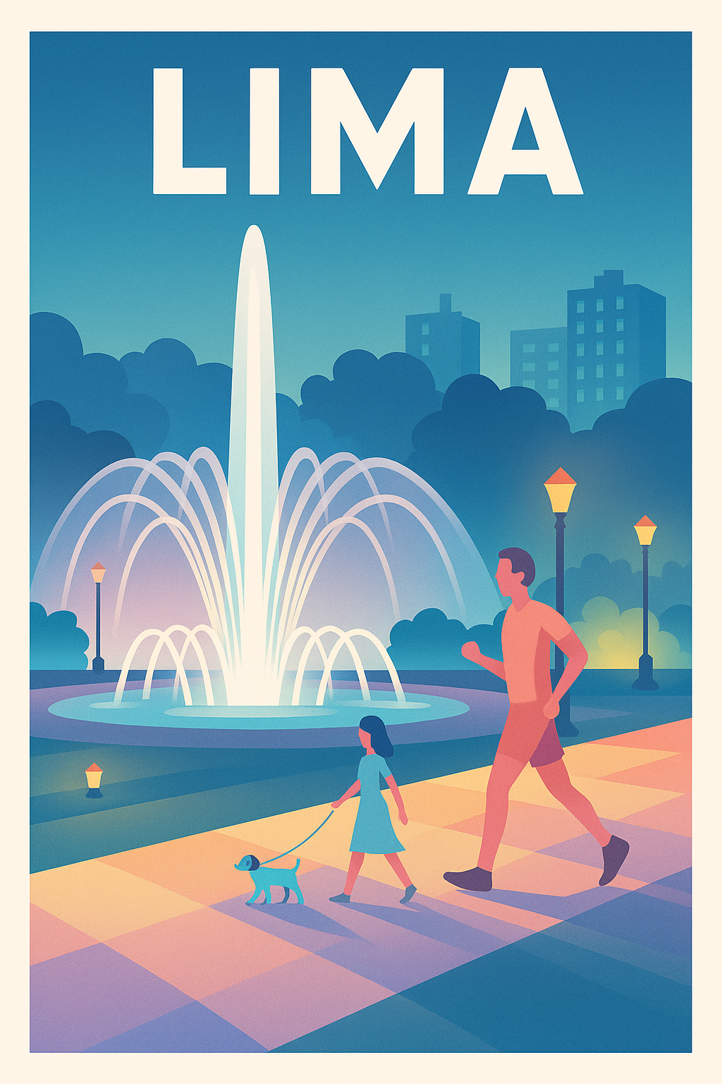 Affiche Lima — Promenade nocturne au cœur de la ville · poster d'art de Lima