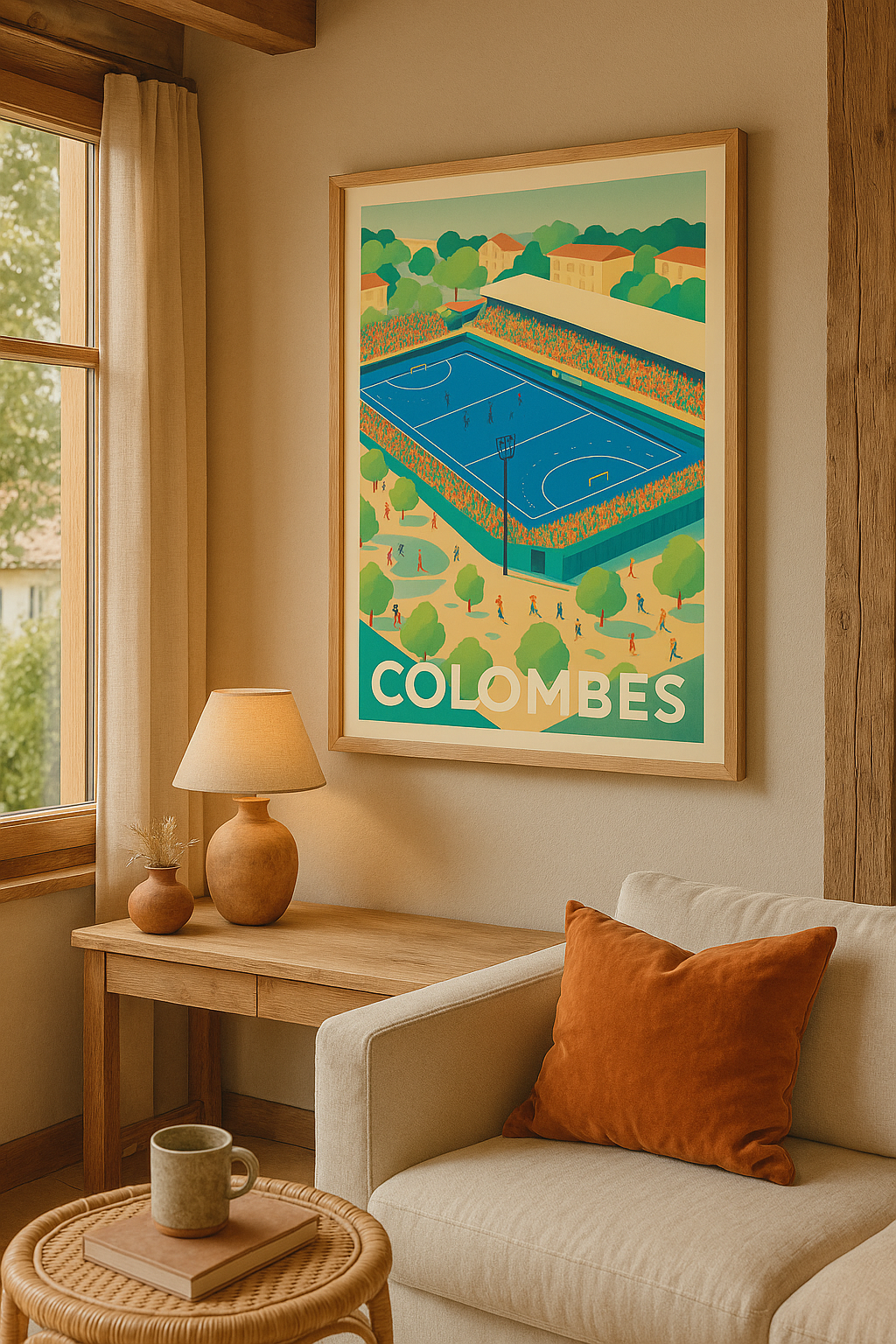 Mise en situation Affiche de Colombes - Ambiance sportive et couleurs vives