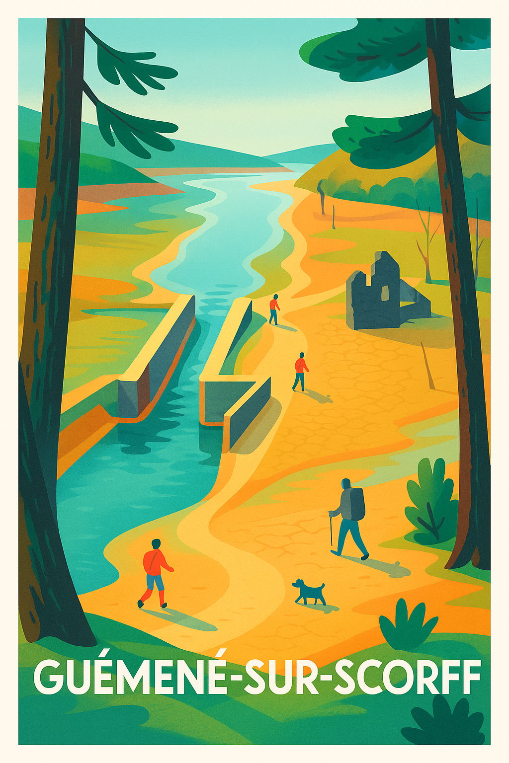 Affiche de Guémené-sur-Scorff - Charme naturel et randonnée paisible