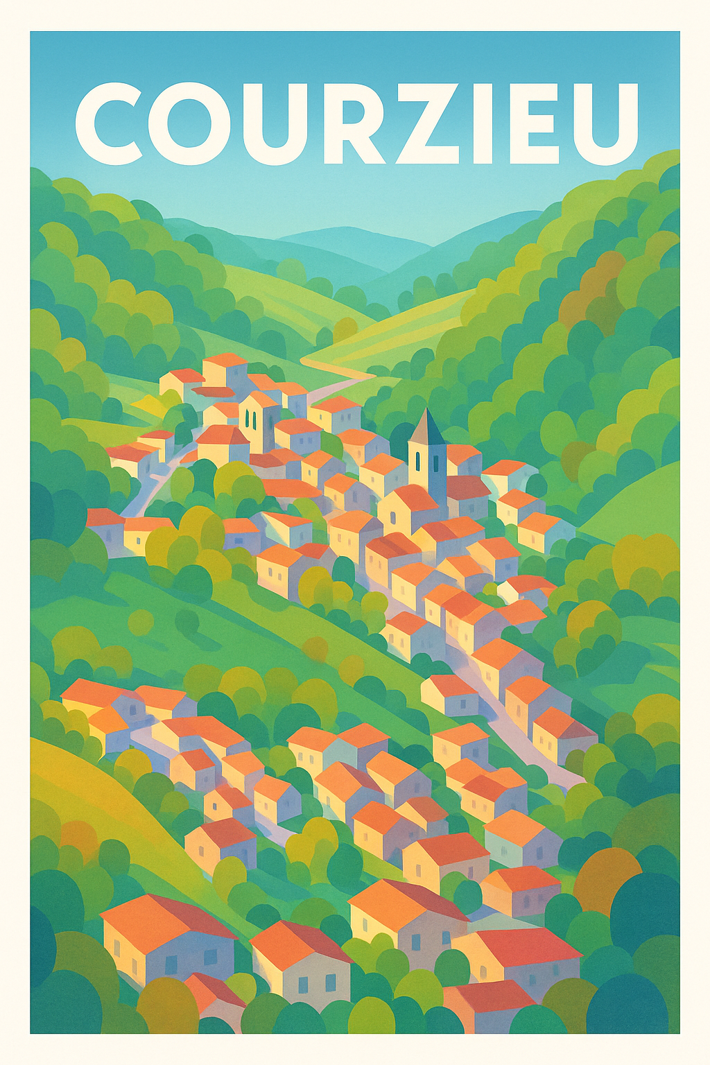 Affiche Courzieu — Charme et sérénité au cœur des collines · poster d'art de Courzieu