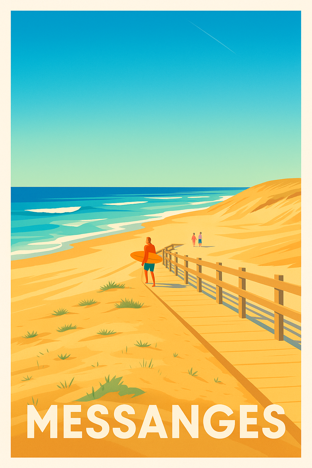 Affiche Messanges — Plages dorées et surf ensoleillé · poster d'art de Messanges