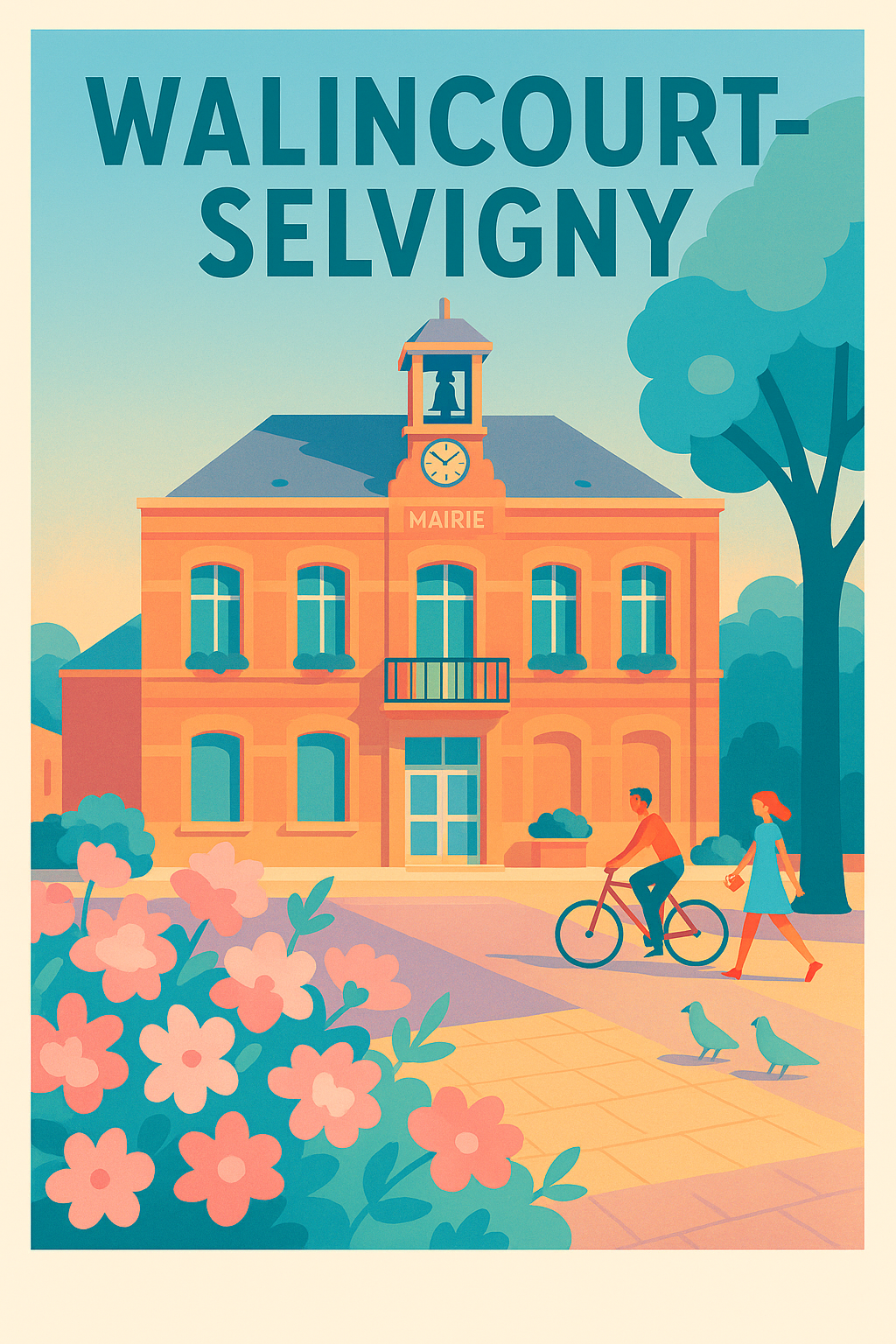 Affiche de Walincourt-Selvigny - L'élégance paisible de la mairie