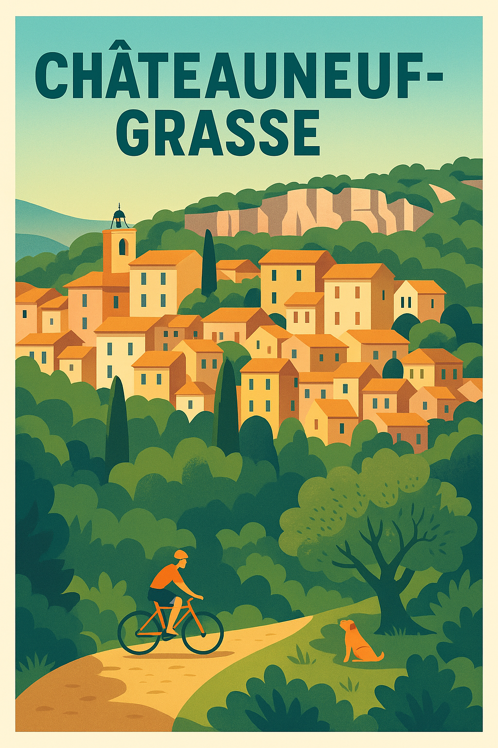 Affiche de Châteauneuf-Grasse - L'évasion provençale à vélo