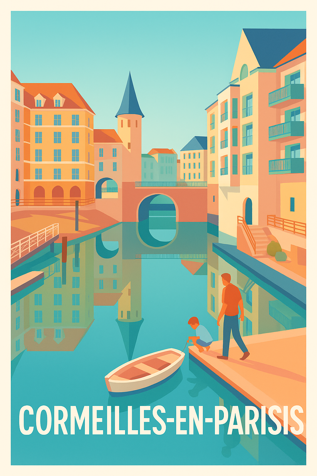 Affiche Cormeilles-en-Parisis — Charme paisible au bord de l'eau · poster d'art de Cormeilles-en-Parisis