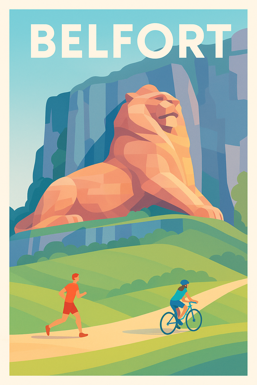Affiche Belfort — Le Lion emblématique en pleine nature · poster d'art de Belfort