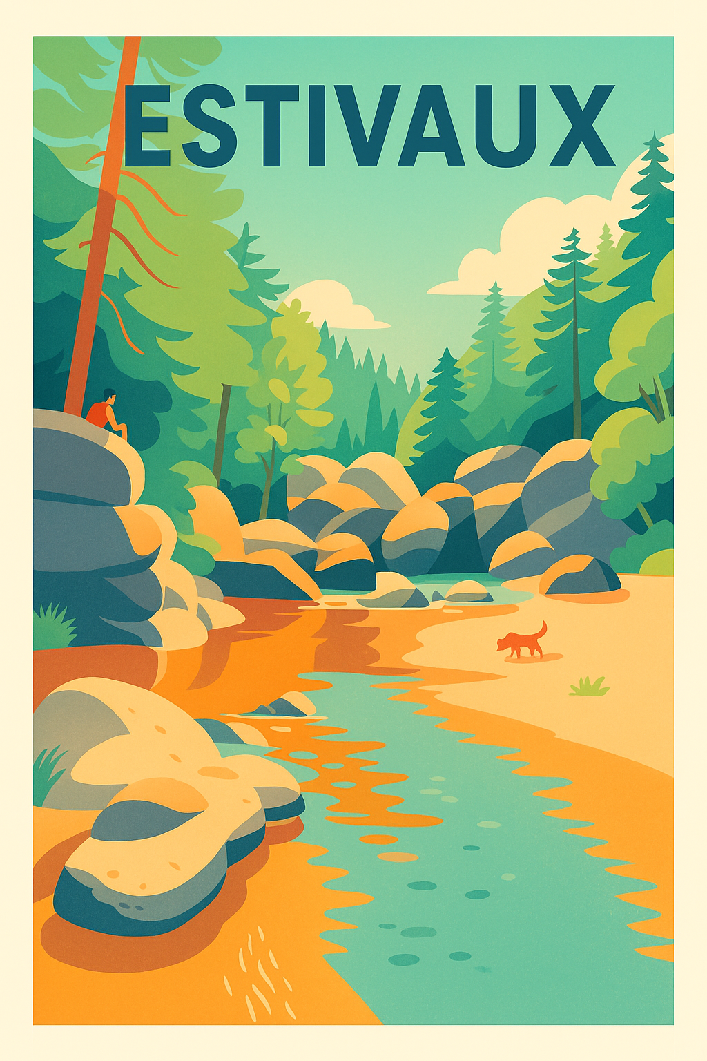 Affiche Estivaux — Plénitude nature au fil de l'eau · poster d'art de Estivaux