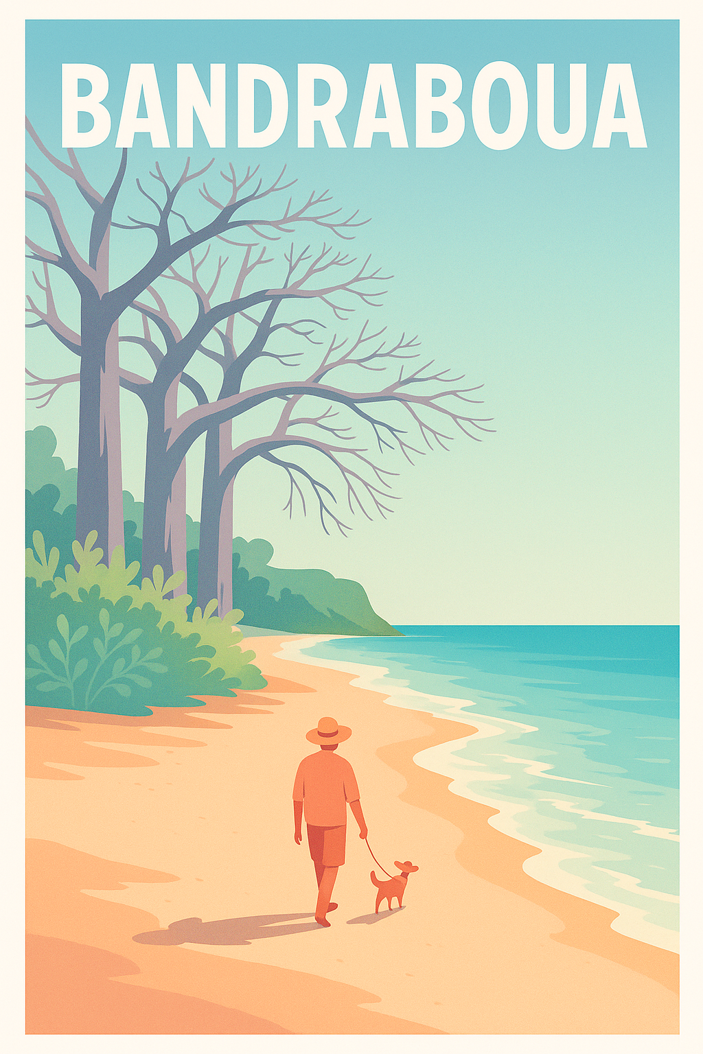 Affiche de Bandraboua - Promenade paisible au bord de la mer