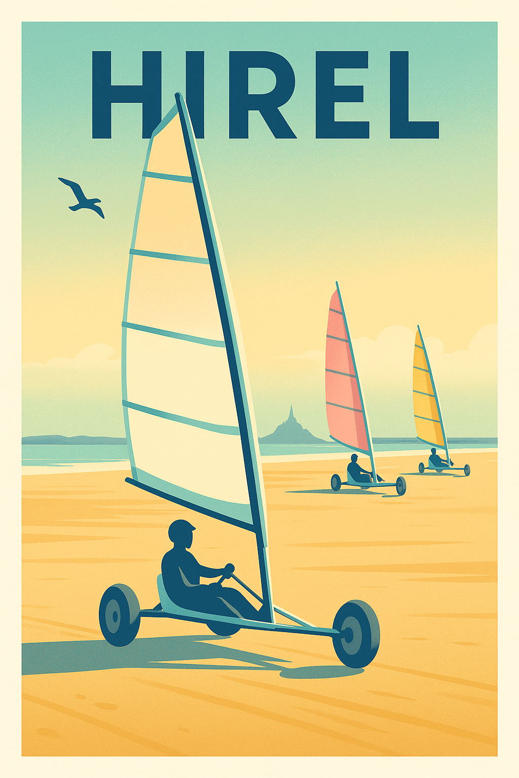 Affiche de Hirel - Vent et liberté sur la plage