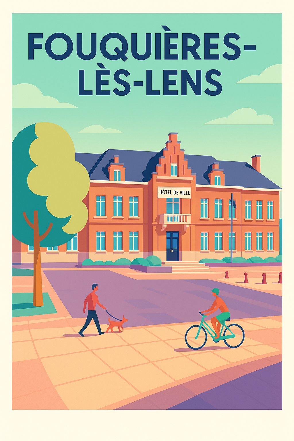 Affiche de Fouquières-lès-Lens - L'élégance de l'Hôtel de Ville au cœur de la ville