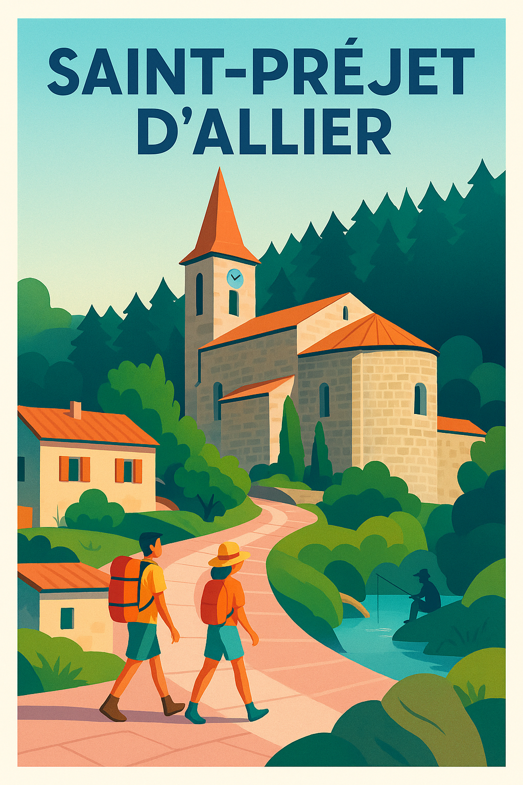 Affiche Saint-Préjet d'Allier — Évasion et nature authentique · poster d'art de Saint-Préjet d'Allier
