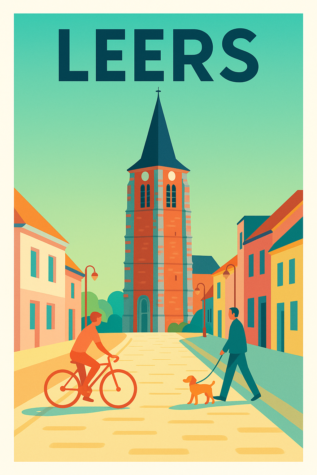 Affiche de Leers - Charme paisible d'une rue animée