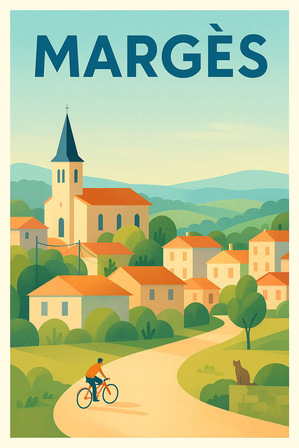 Affiche de Margès - L'élégance paisible d'un village à vélo
