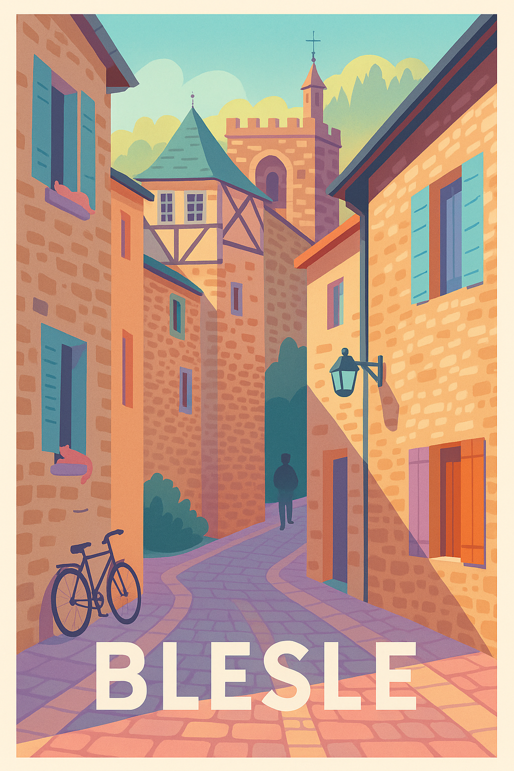Affiche Blesle — Charme pittoresque d'une ruelle historique · poster d'art de Blesle