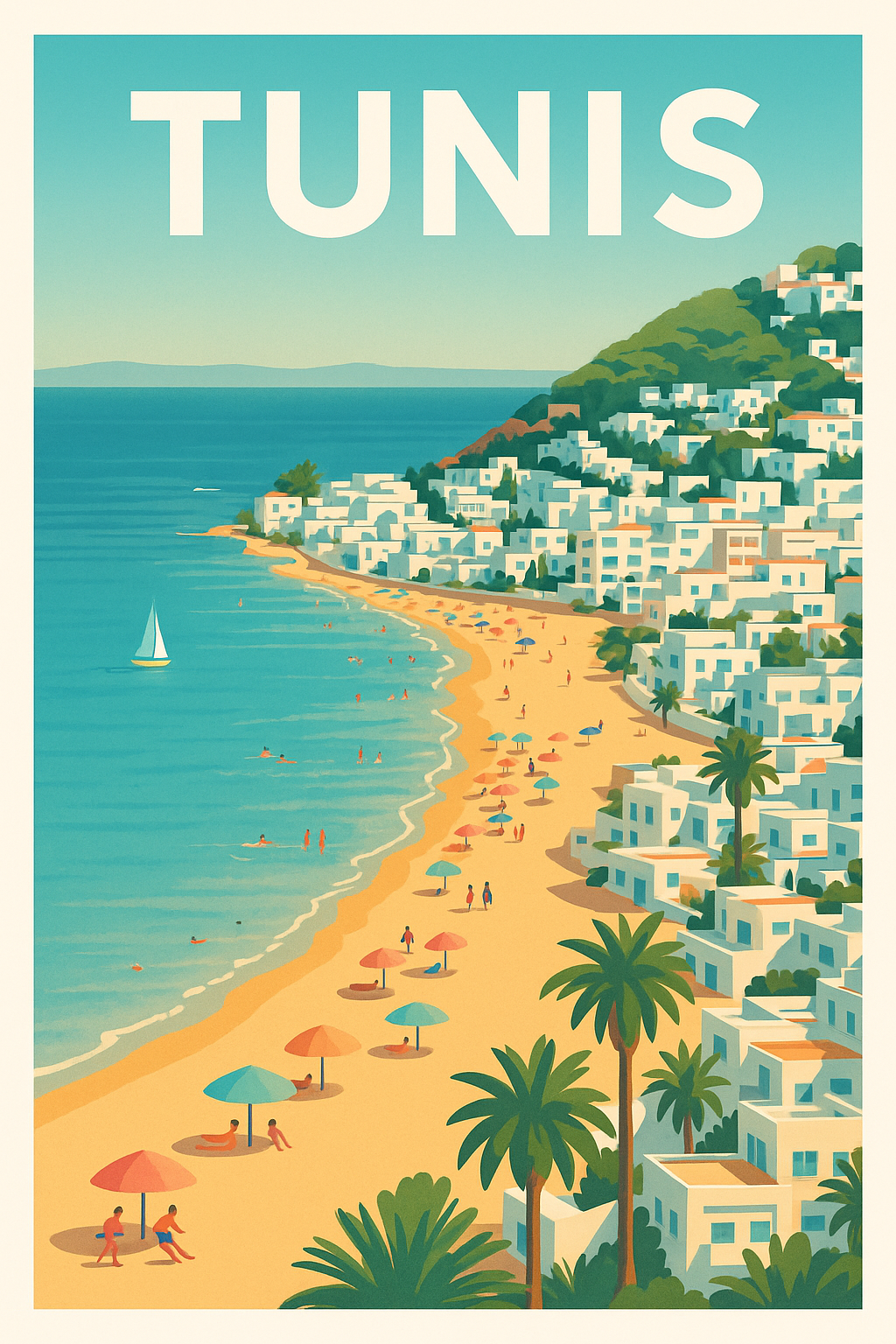 Affiche de Tunis - Plages et douceur méditerranéenne