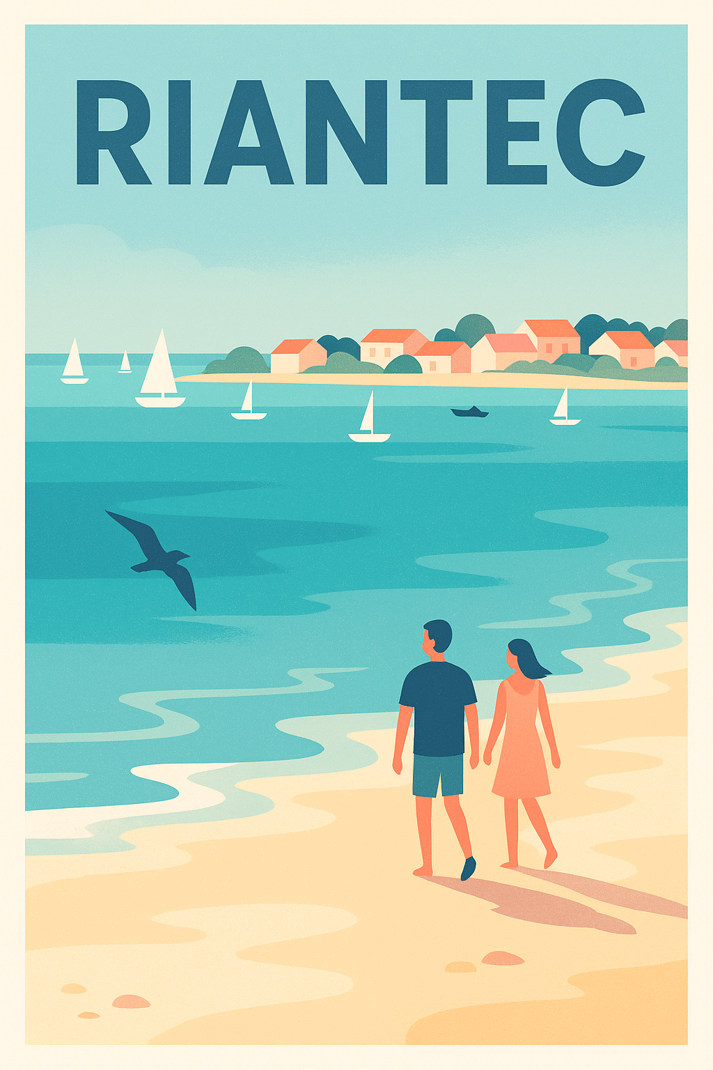 Affiche de Riantec - Promenade en bord de mer