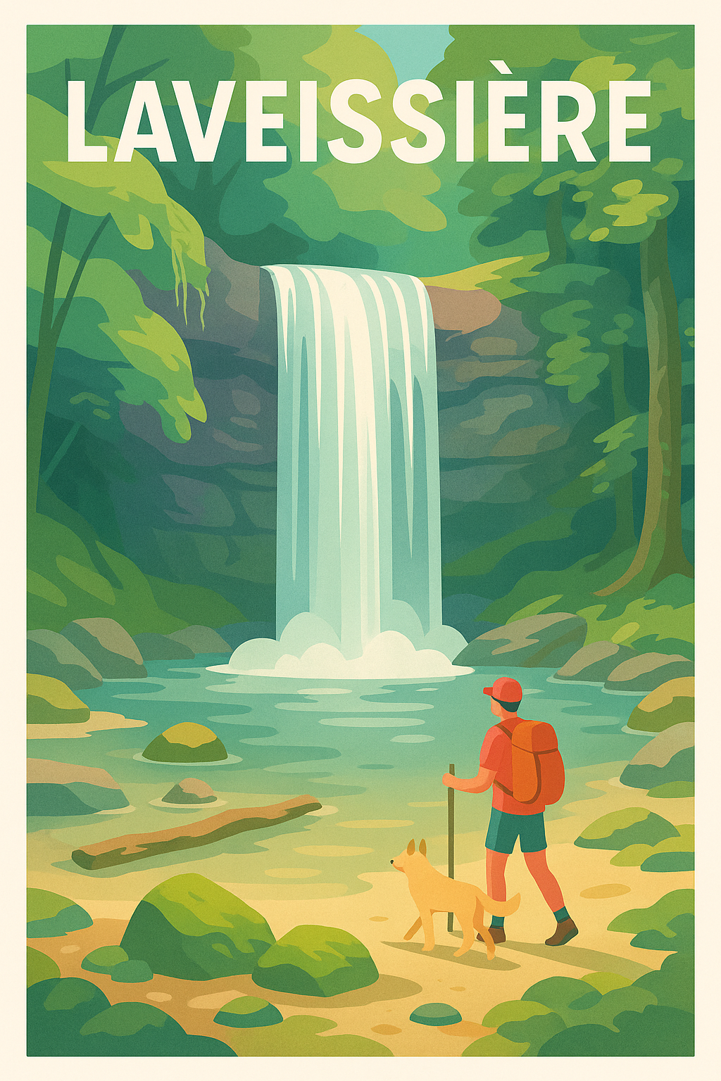 Affiche Laveissière — Nature et aventure au cœur de la cascade · poster d'art de Laveissière
