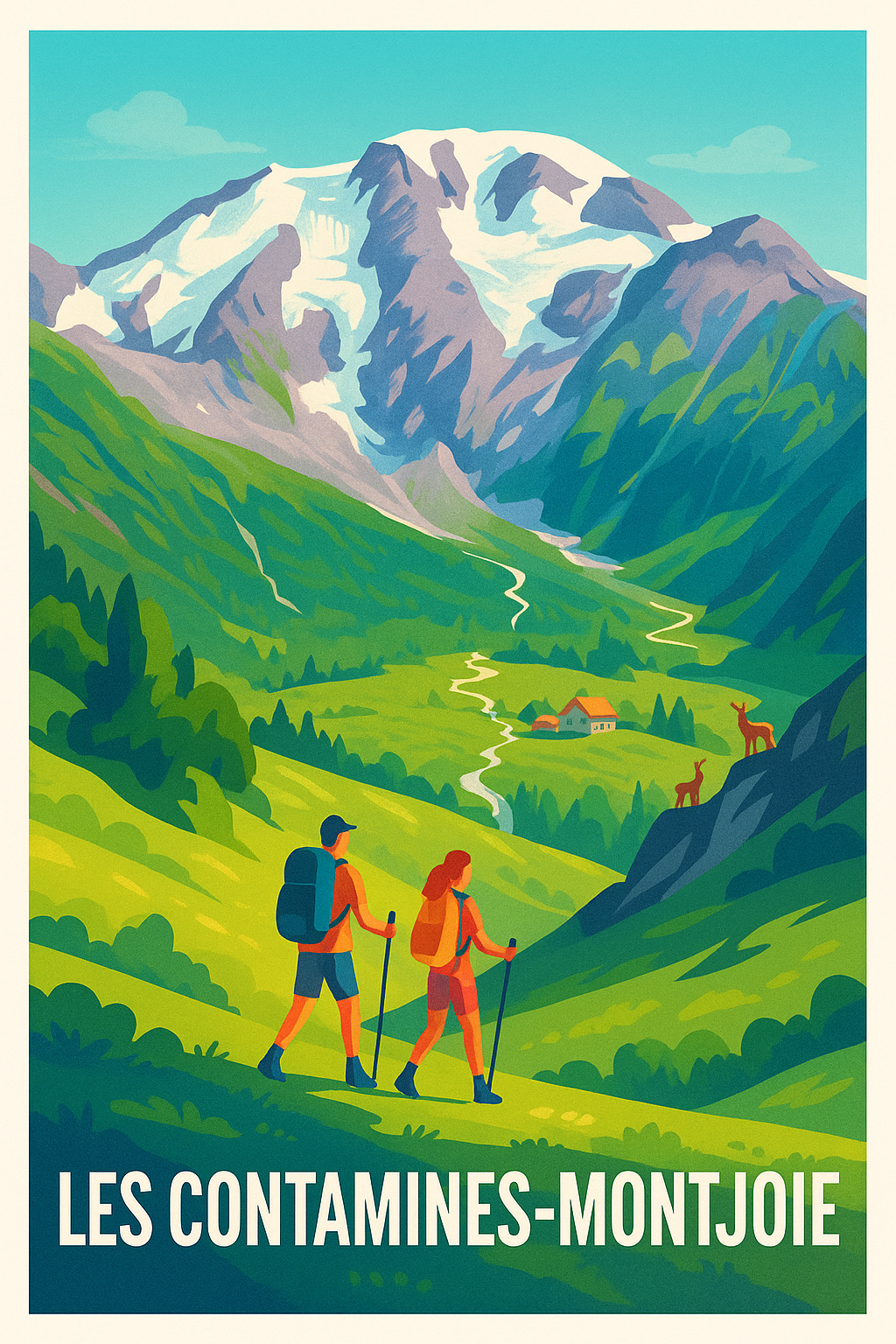 Affiche Les Contamines-Montjoie — Évasion et Nature en Montagne · poster d'art de Les Contamines-Montjoie