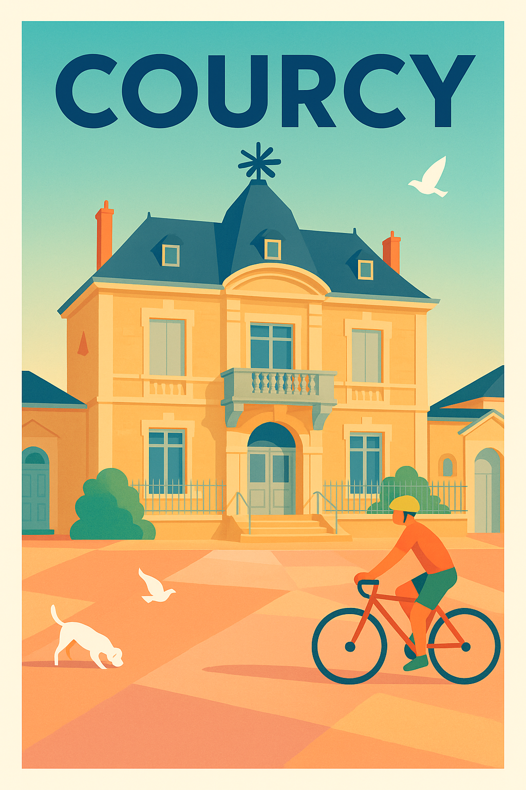 Affiche de Courcy - Élégance et Sérénité à Vélo