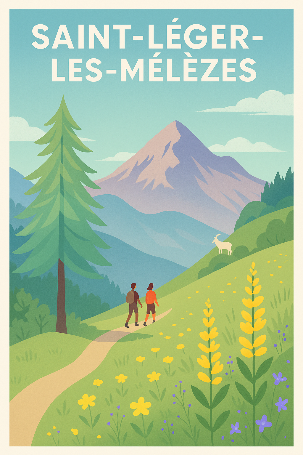 Affiche Saint-Léger-les-Mélèzes — Évasion nature au cœur des montagnes · poster d'art de Saint-Léger-les-Mélèzes