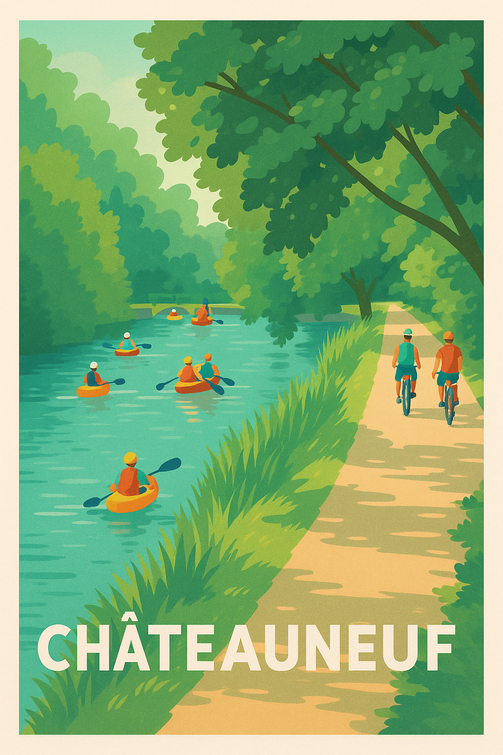 Affiche Châteauneuf — Évasion nature au fil de l'eau · poster d'art de Châteauneuf