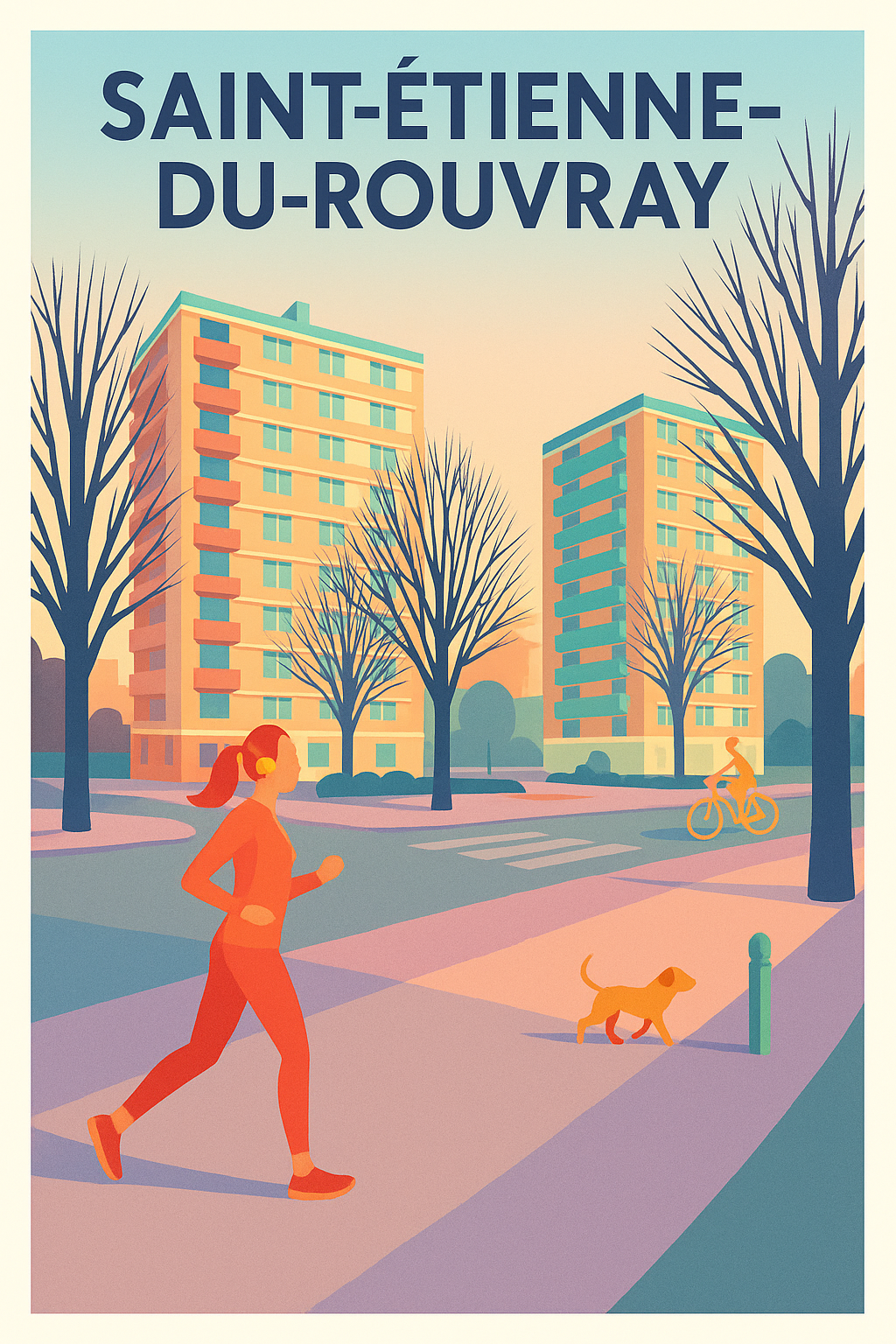 Affiche Saint-Étienne-du-Rouvray — Vie urbaine en douceur · poster d'art de Saint-Étienne-du-Rouvray