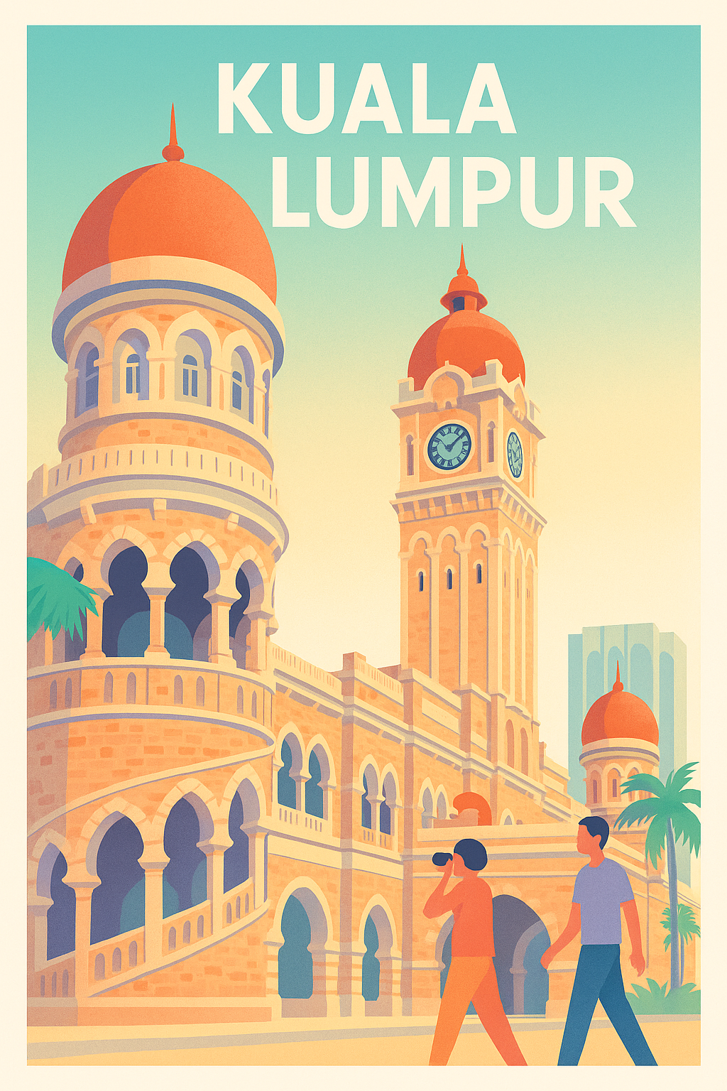 Affiche Kuala Lumpur — Un voyage au cœur de l'architecture coloniale · poster d'art de Kuala Lumpur
