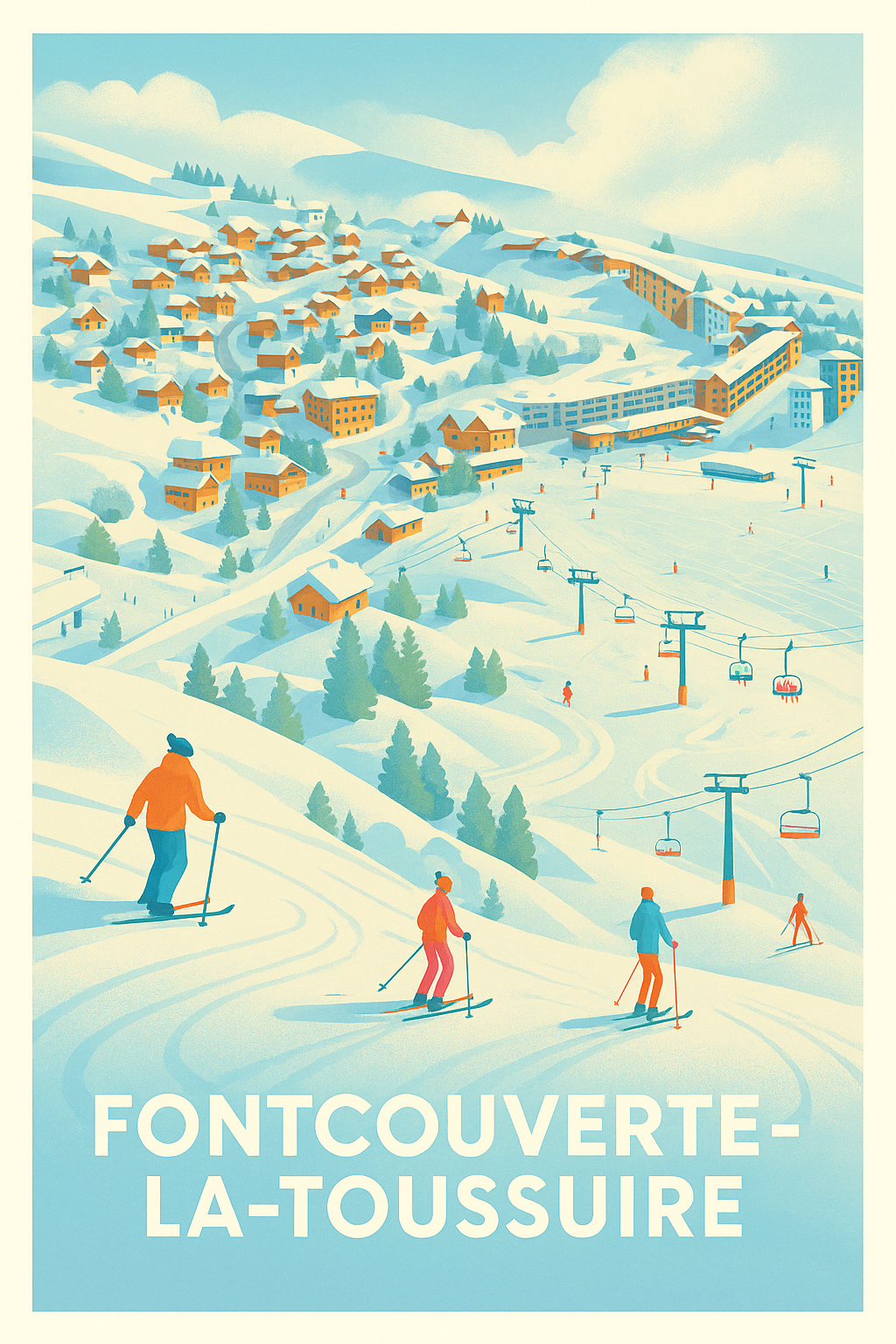 Affiche de Fontcouverte-la-Toussuire - Ambiance ski et nature hivernale