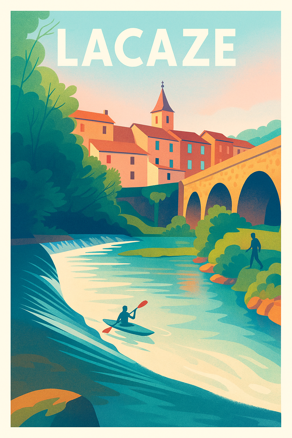 Affiche de Lacaze - Village pittoresque au fil de l'eau