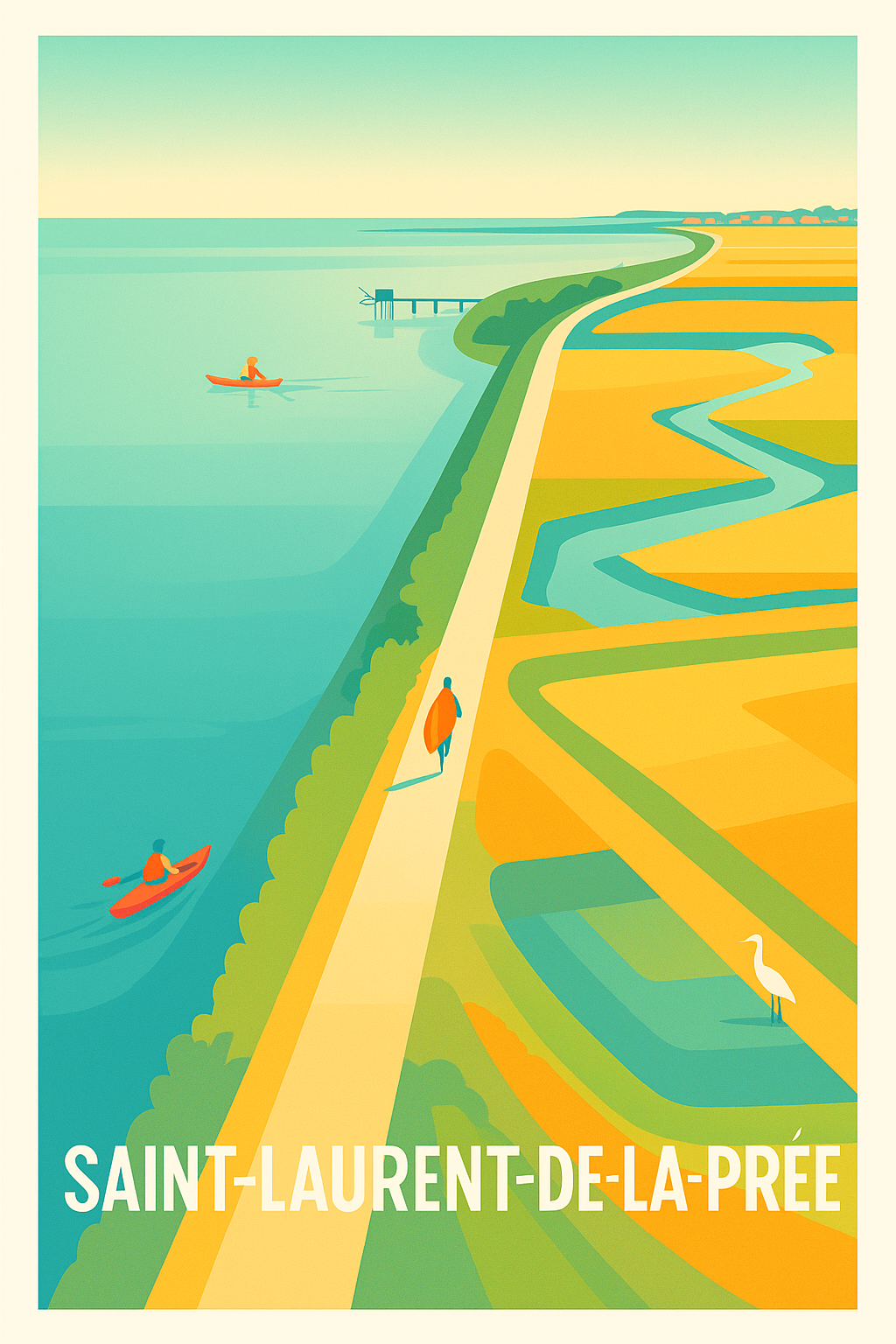 Affiche Saint-Laurent-de-la-Prée — Escapade entre terre et mer · poster d'art de Saint-Laurent-de-la-Prée