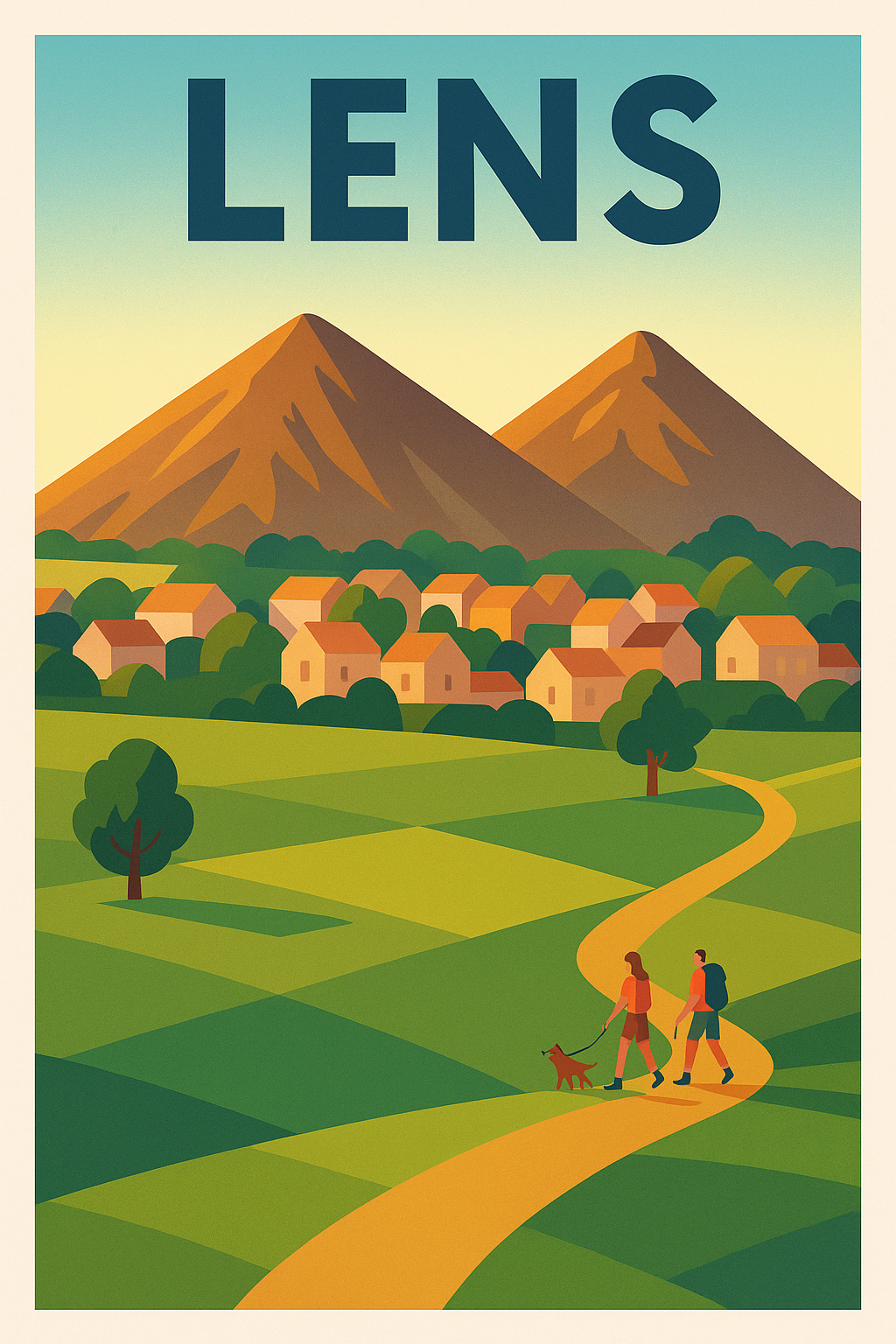 Affiche Lens — Promenade bucolique au cœur des paysages volcaniques · poster d'art de Lens