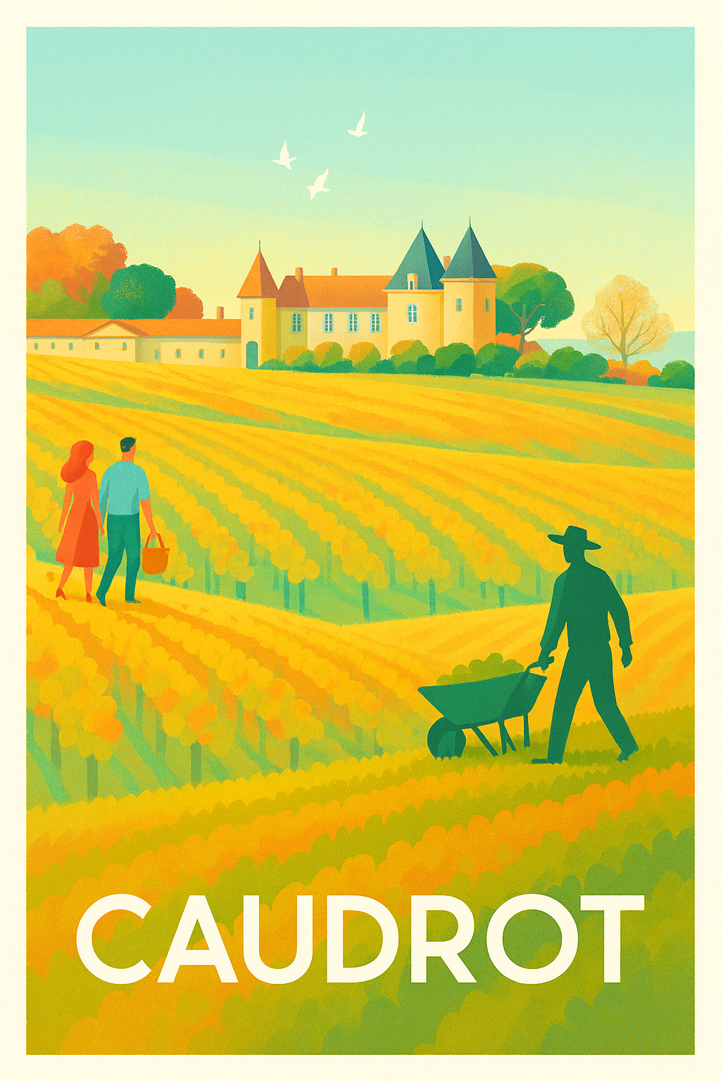 Affiche Caudrot — Escapade champêtre au cœur des vignes · poster d'art de Caudrot