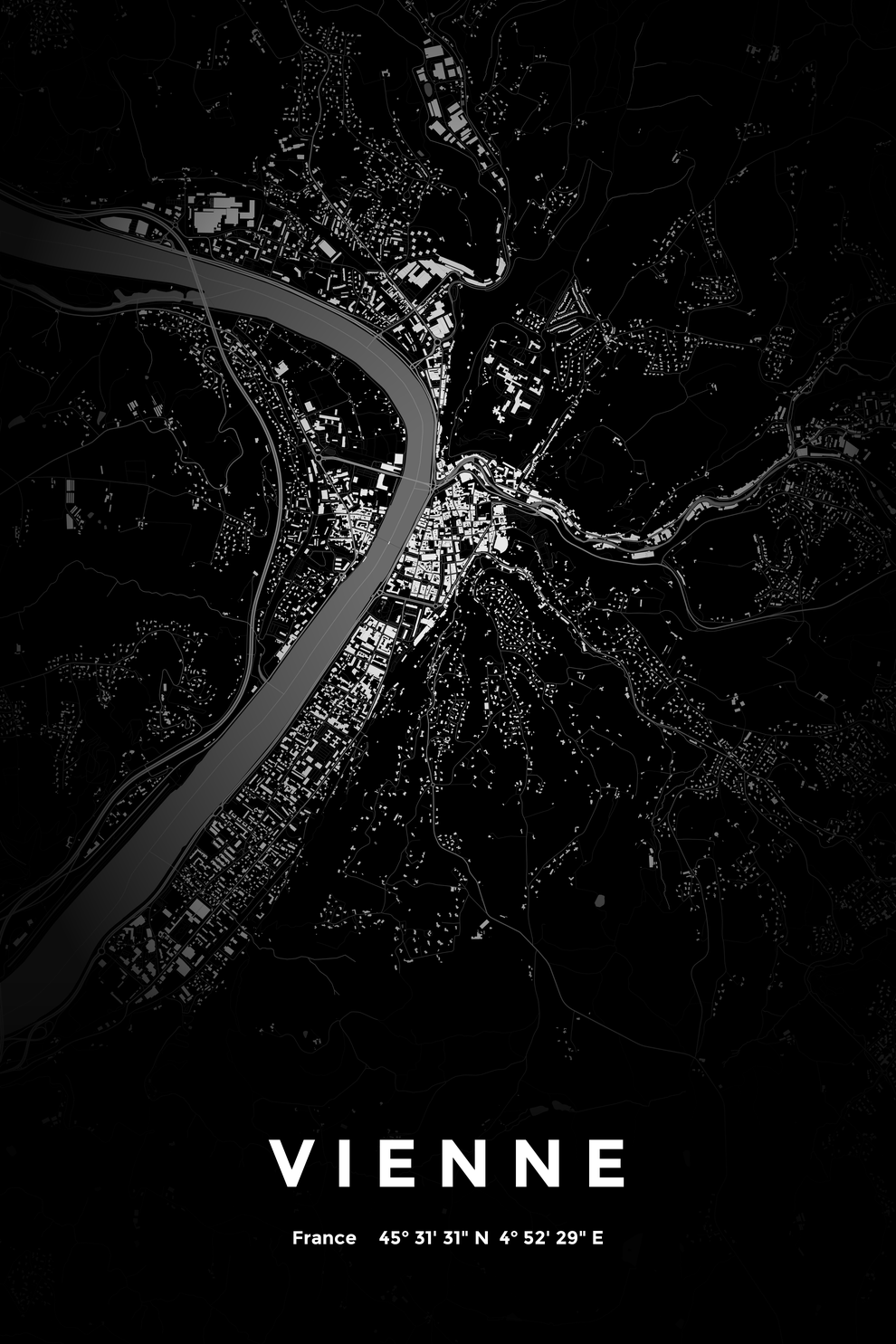 Carte de Vienne nuit - Affiche personnalisée
