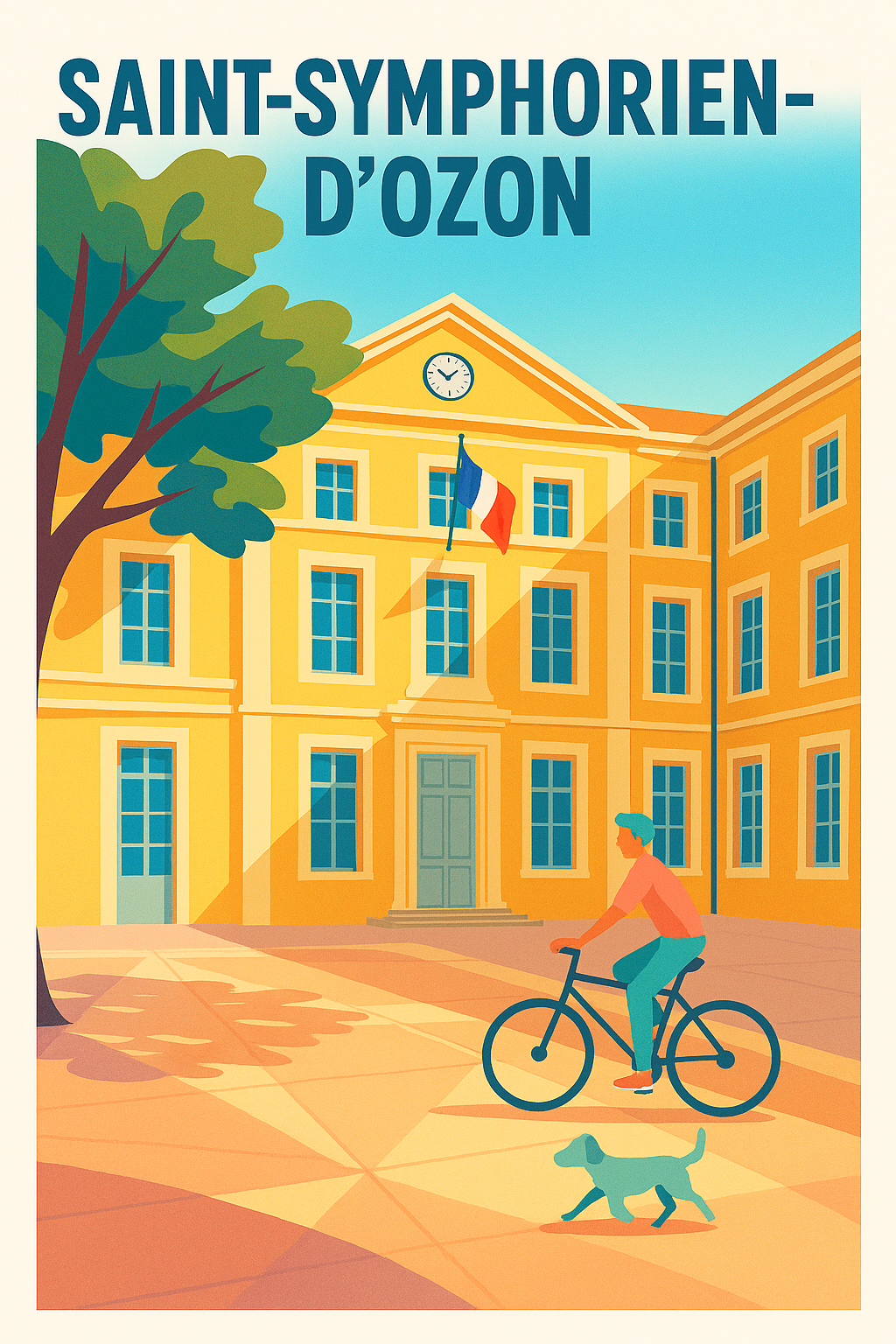 Affiche de Saint-Symphorien-d'Ozon - Charme et douceur de vivre à vélo