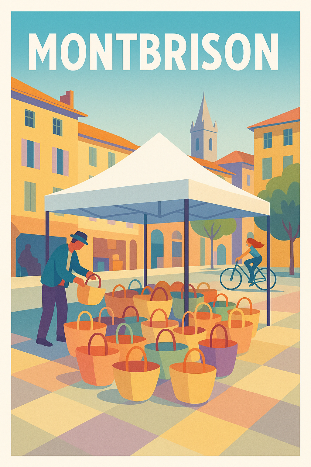 Affiche de Montbrison - Marché coloré en plein air
