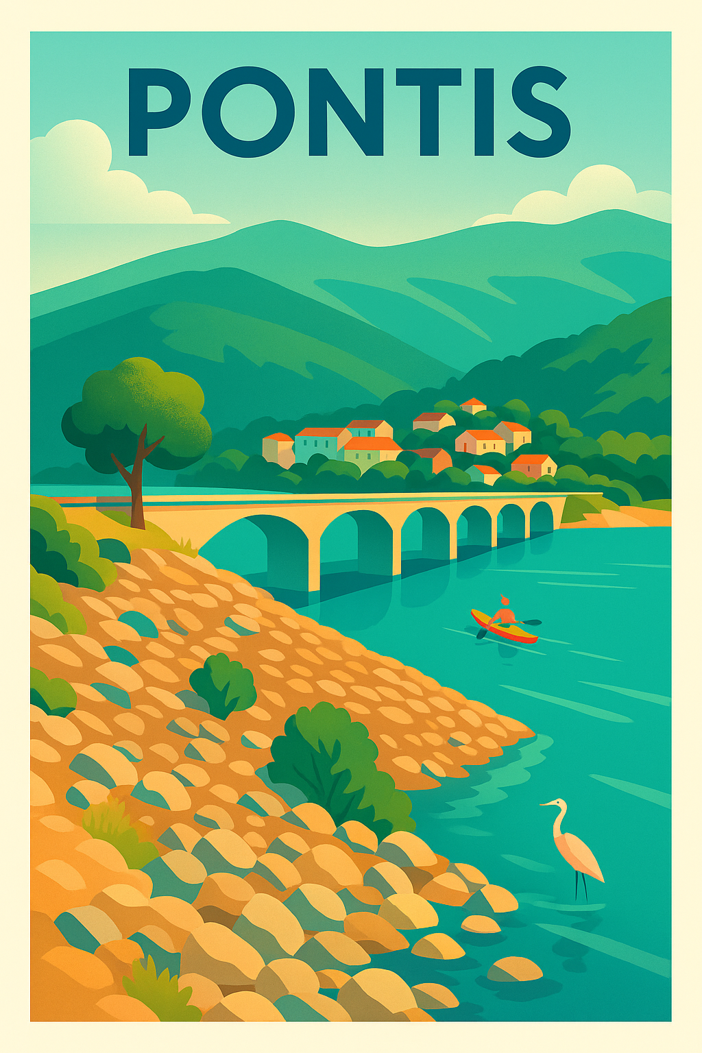 Affiche Pontis — Charme et Sérénité au Fil de l'Eau · poster d'art de Pontis