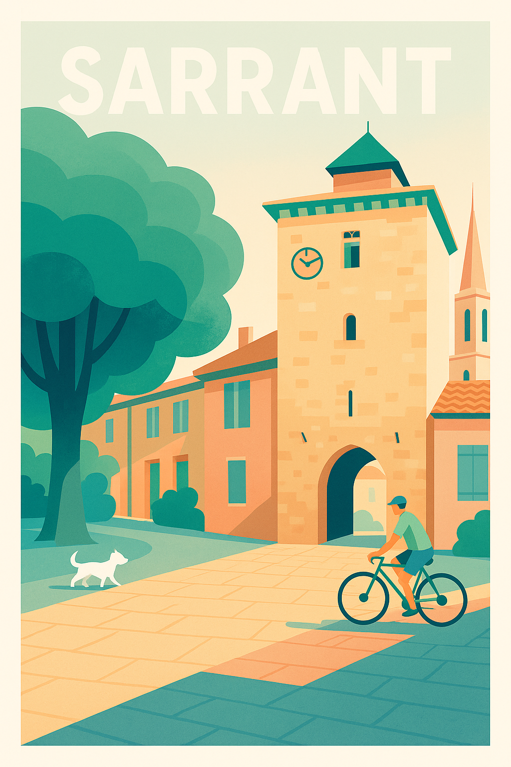 Affiche Sarrant — Charme et douceur d'une bastide gasconne · poster d'art de Sarrant