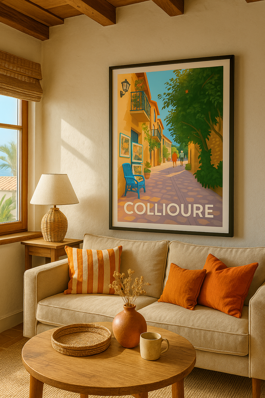 Affiche Collioure — Charme d'une ruelle ensoleillée · poster d'art de Collioure