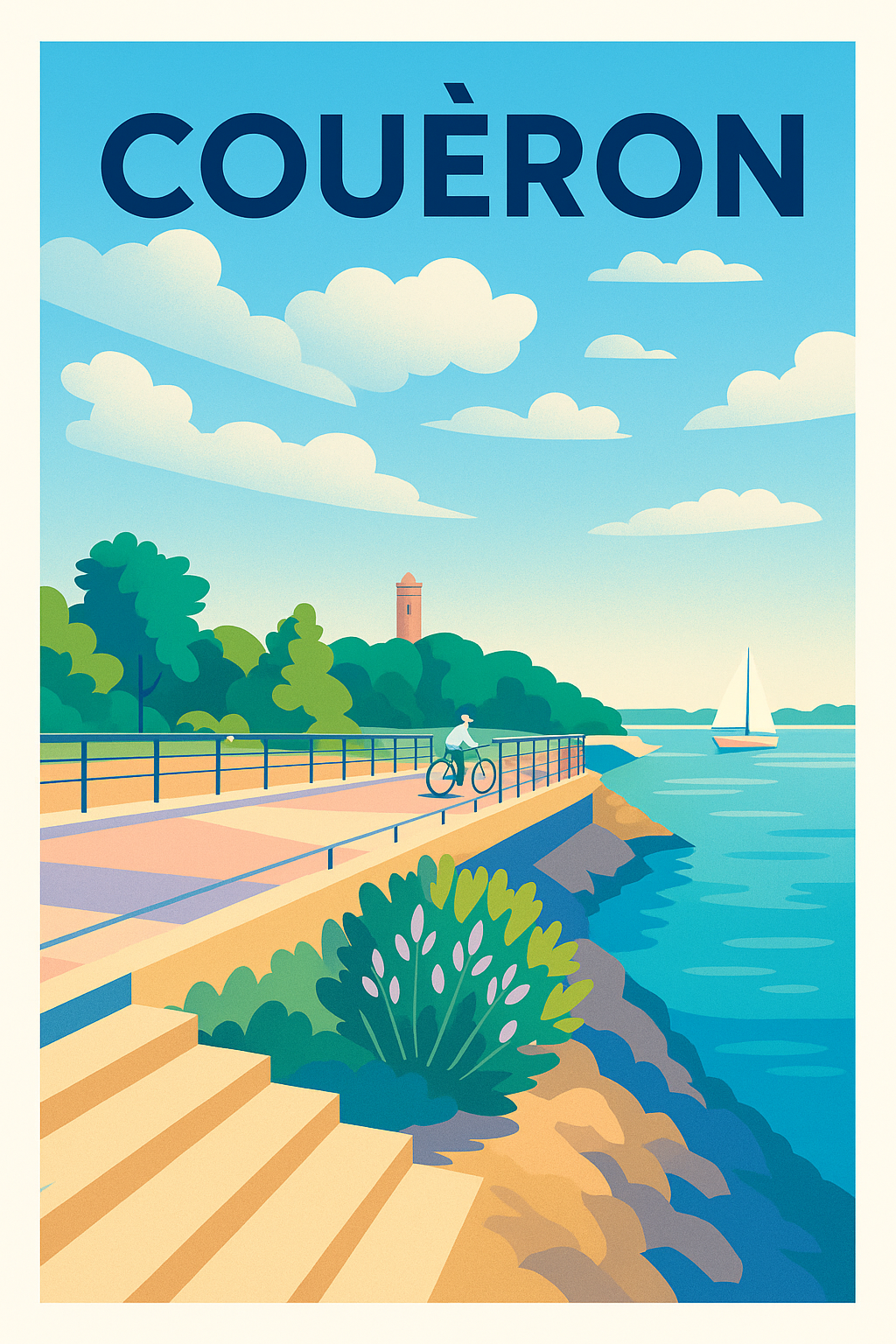 Affiche Couëron — Évasion au bord de l'eau · poster d'art de Couëron