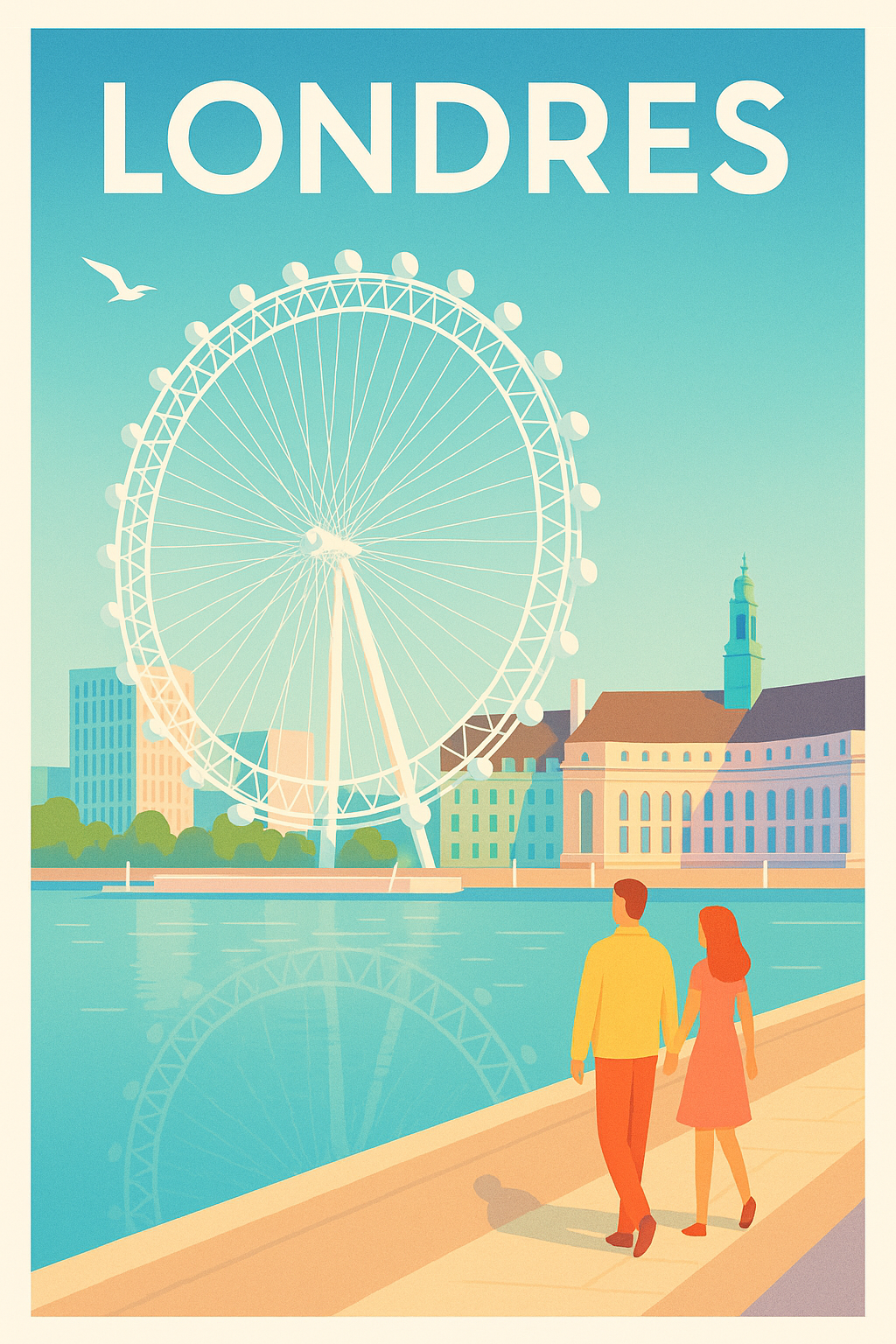 Affiche de Londres - Promenade romantique au bord de la Tamise