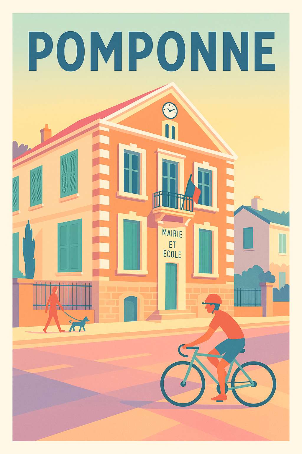 Affiche de Pomponne - Charme du quotidien à la mairie et école