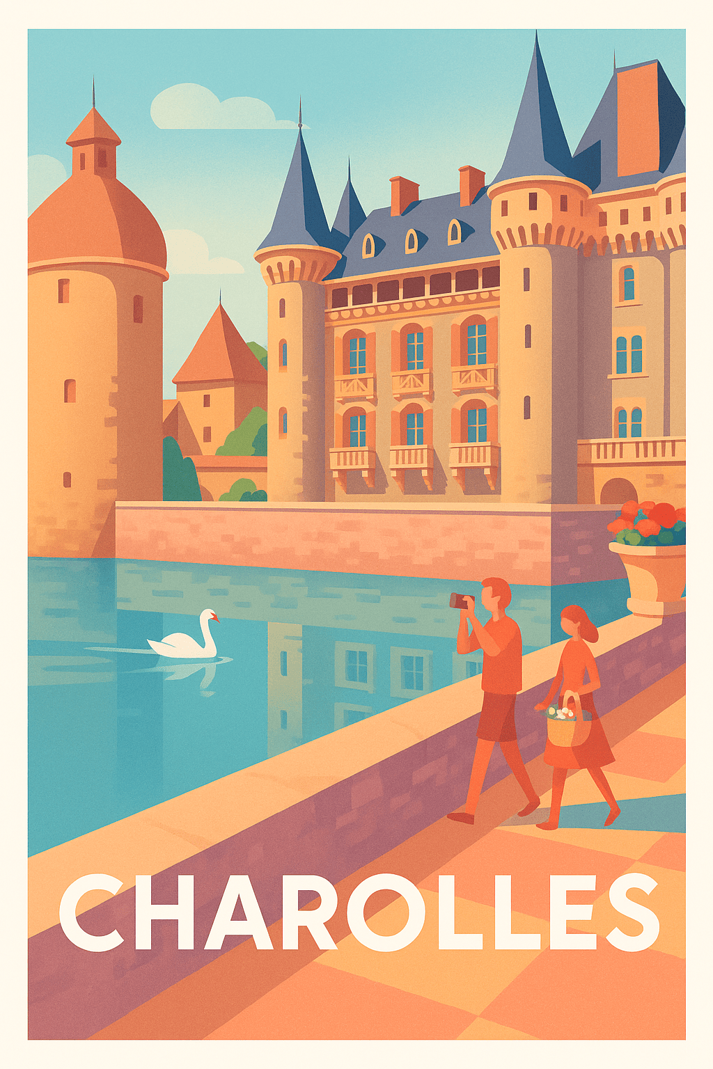 Affiche Charolles — Élégance et charme au Château · poster d'art de Charolles