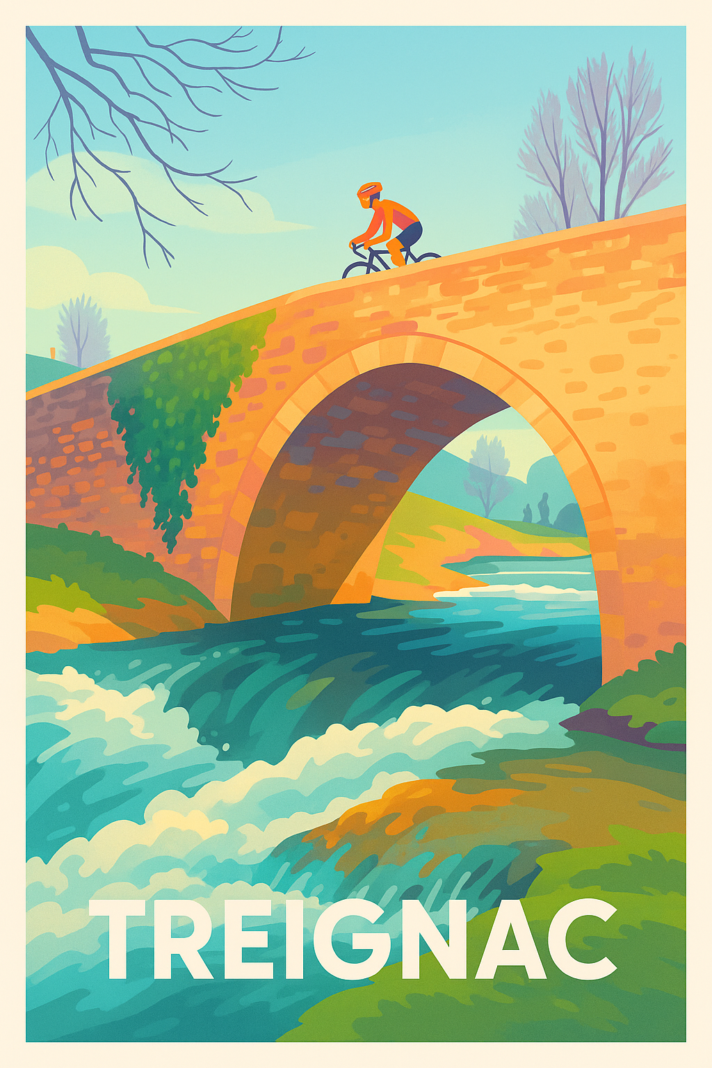 Affiche de Treignac - L'évasion à vélo au fil de l'eau