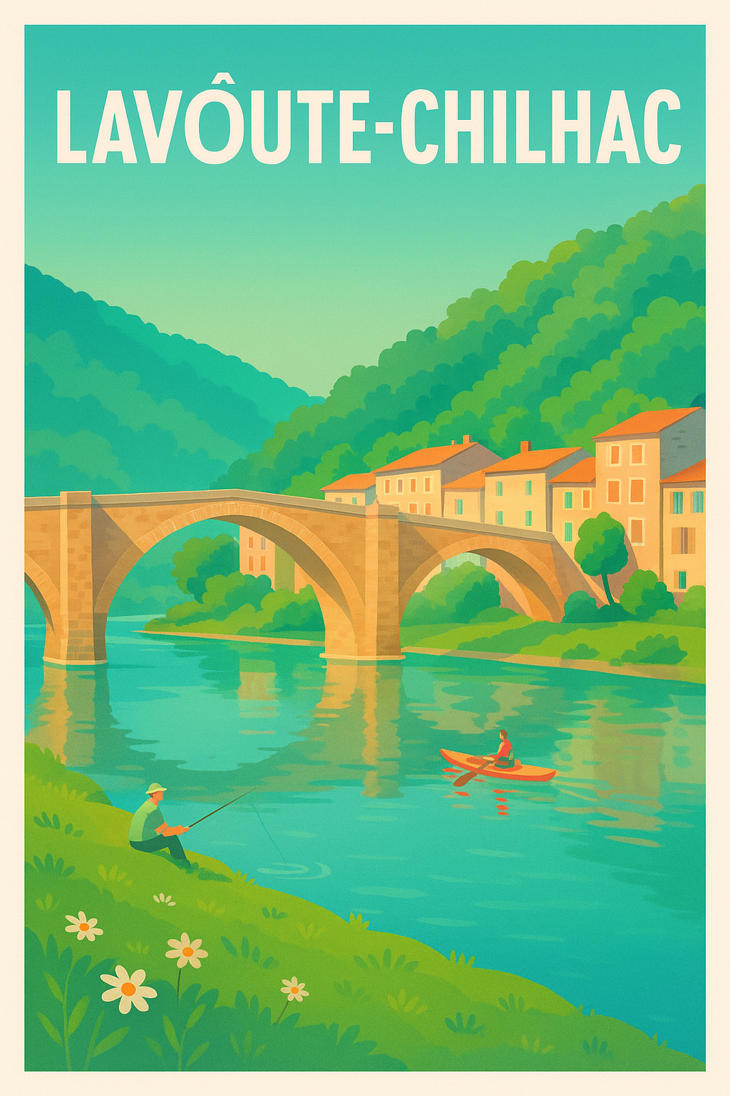 Affiche Lavôute-Chilhac — Sérénité sur les rives de l'Allier · poster d'art de Lavôute-Chilhac