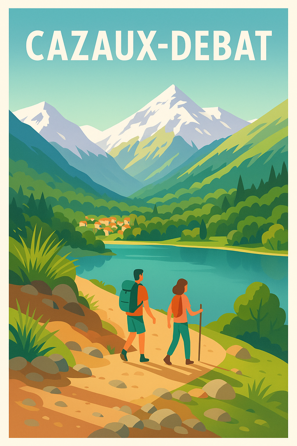 Affiche de Cazaux-Debat - Invitation à la randonnée en montagne