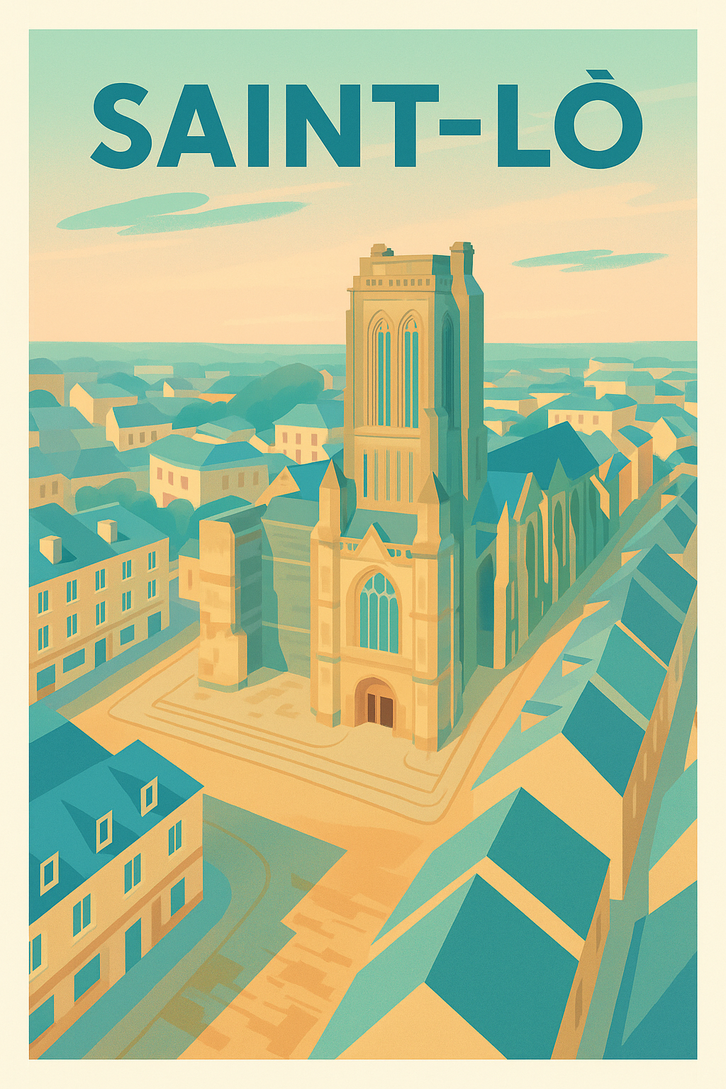 Affiche de Saint-Lô - Une vue iconique de la ville normande