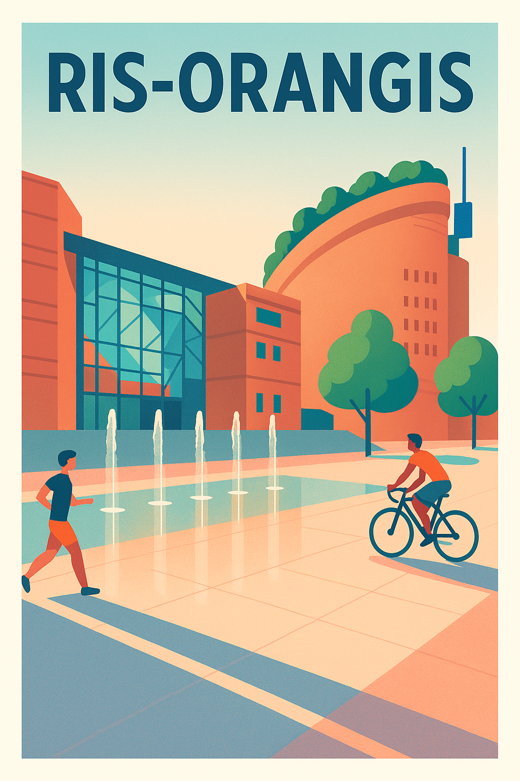 Affiche Ris-Orangis — Vie urbaine et détente en plein air · poster d'art de Ris-Orangis